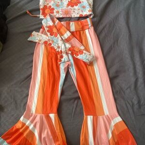 Floral Striped Jumpsuit - Multicolor